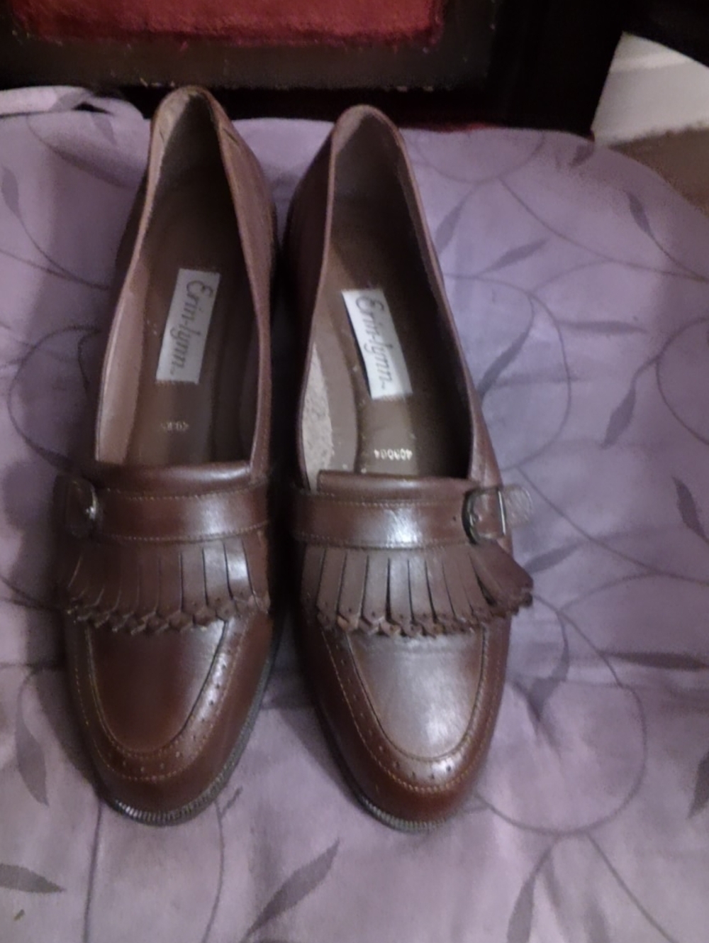 Sz 9 New Brown Leather Fringe Loafers for Women